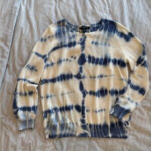 INC International Concepts Blue & White Cotton Tie-Dye Crewneck Sweater